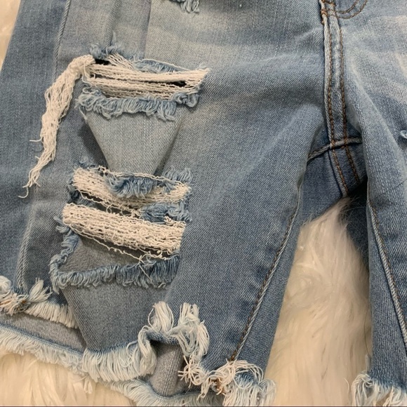 Fashion Nova Denim Bermuda Shorts Cut Off - Picture 9 of 12